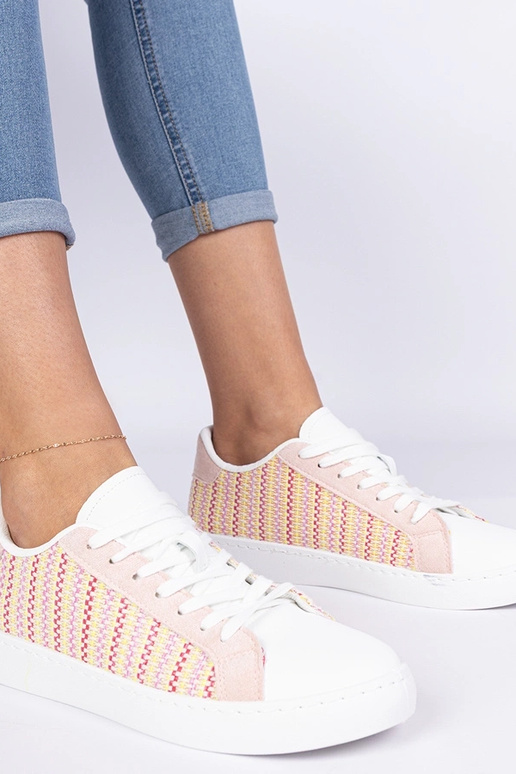 Różowe damskie sneakersy materialowe... Różowe damskie sneakersy materialowe...