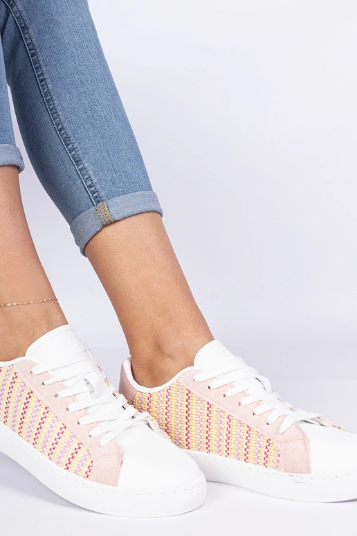 Różowe damskie sneakersy materialowe... Różowe damskie sneakersy materialowe...