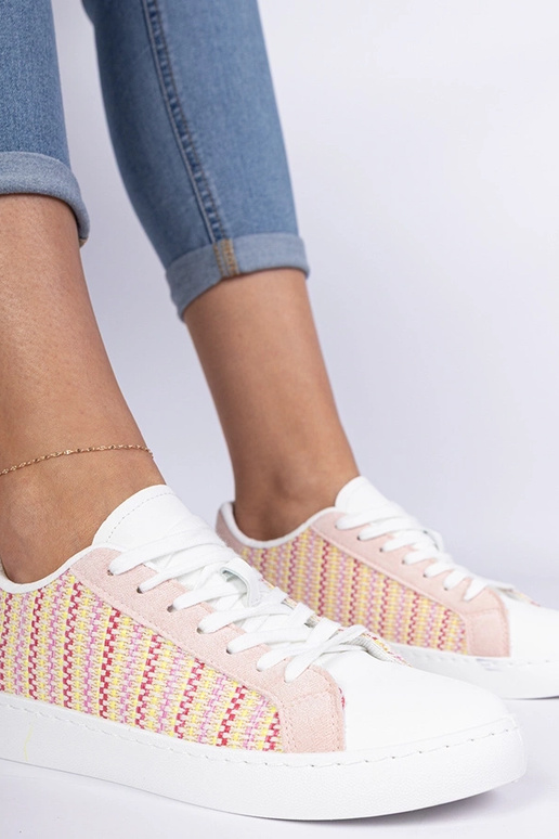 Różowe damskie sneakersy materialowe... Różowe damskie sneakersy materialowe...