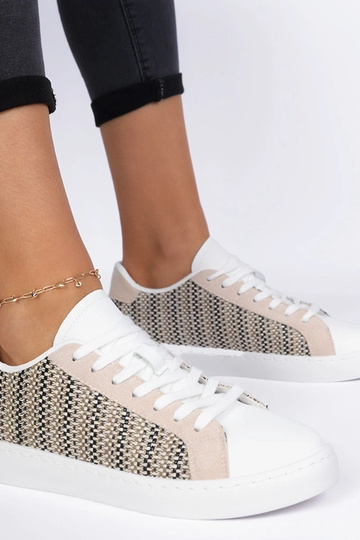 Beżowe damskie sneakersy materialowe Bellisio