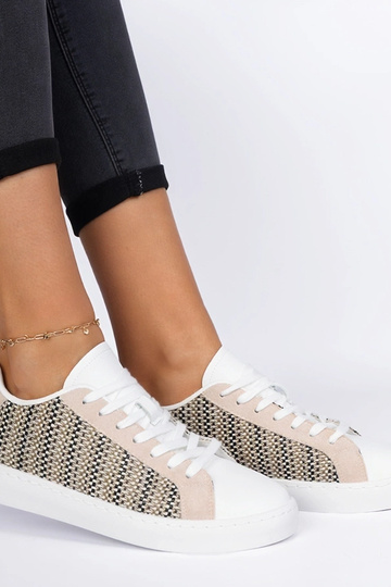 Beżowe damskie sneakersy materialowe Bellisio 2