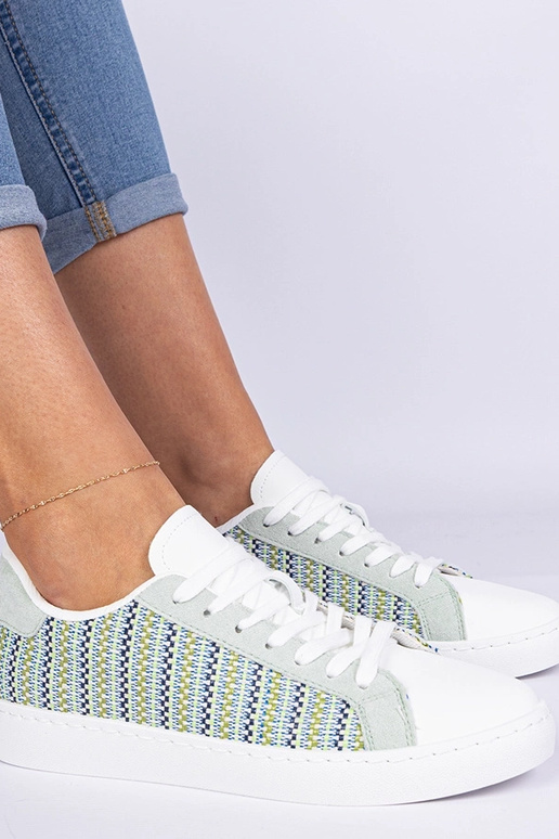 Zielone damskie sneakersy materialowe...