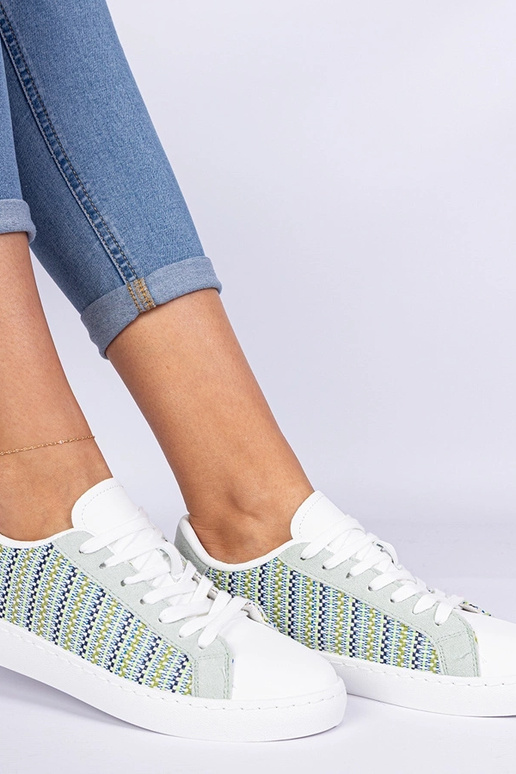 Zielone damskie sneakersy materialowe...