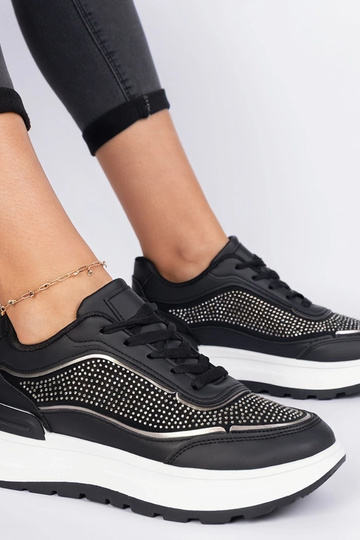 Czarne damskie sneakersy z cyrkoniami Fucco 2