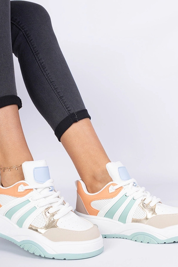 Pomarańczowe damskie sneakersy z masywnym sznurowaniem Bartella