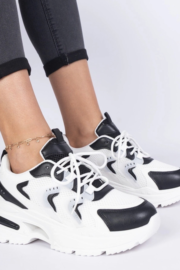 Biało-czarne damskie sneakersy sportowe Lamula