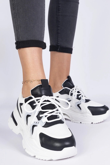 Biało-czarne damskie sneakersy sportowe Lamula 2