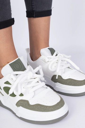 Zielone damskie sneakersy z masywnymi sznurówkami Alpacco