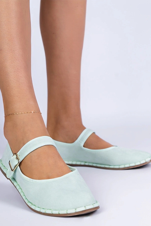 Zielone damskie balerinki z zapięciem...