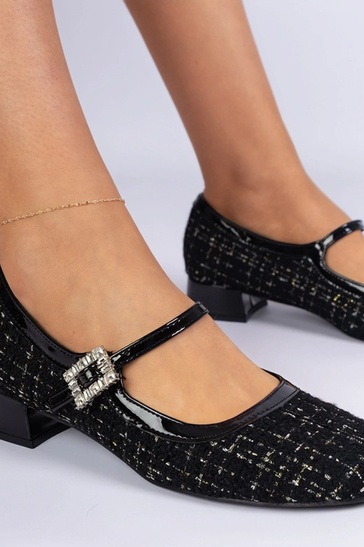 Czarne czółenka o materiałowym... Czarne czółenka o materiałowym...