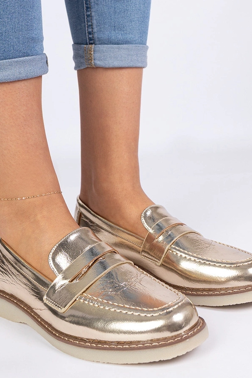 Złote klasyczne mokasyny damskie Merisa Złote klasyczne mokasyny damskie Merisa