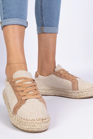 Brązowe damskie espadryle sznurowane Malsi