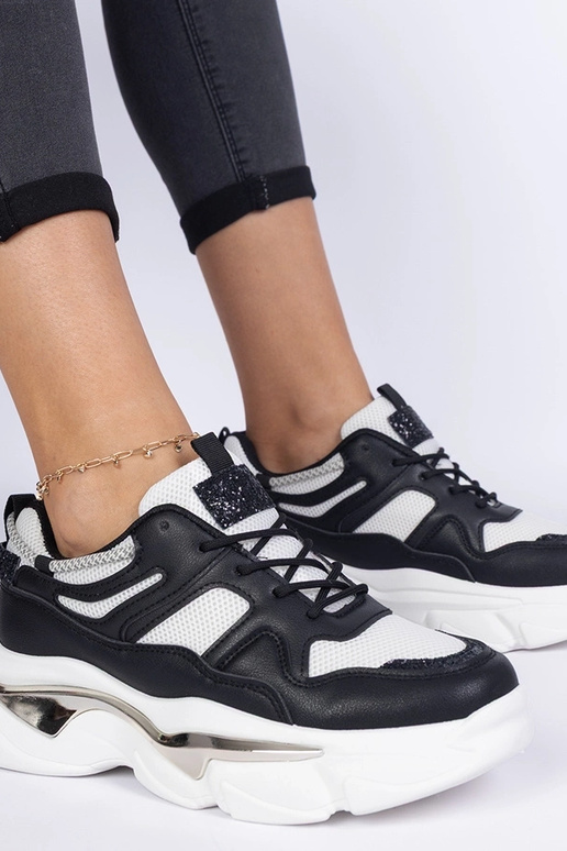 Czarne sneakersy damskie sportowe...