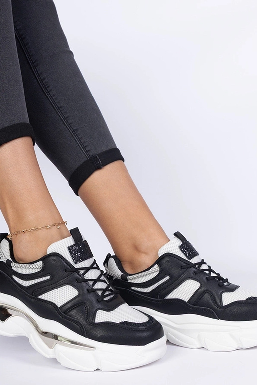 Czarne sneakersy damskie sportowe...