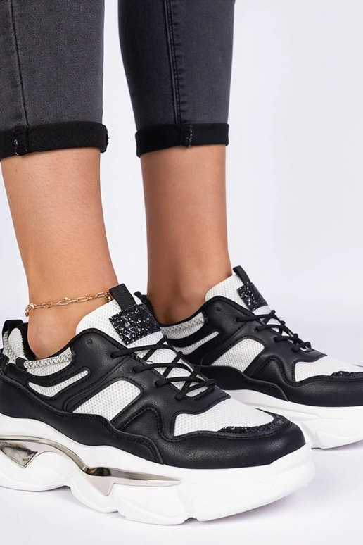 Czarne sneakersy damskie sportowe...