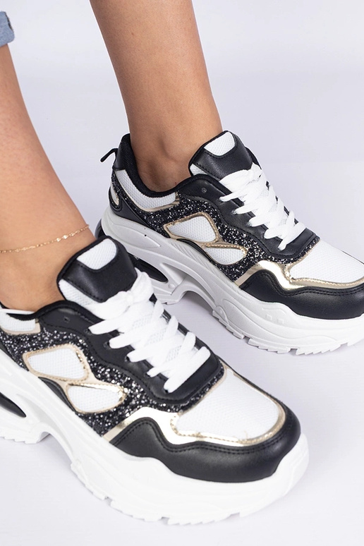 Czarne sneakersy damskie zdobione...