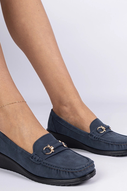 Granatowe mokasyny damskie na...