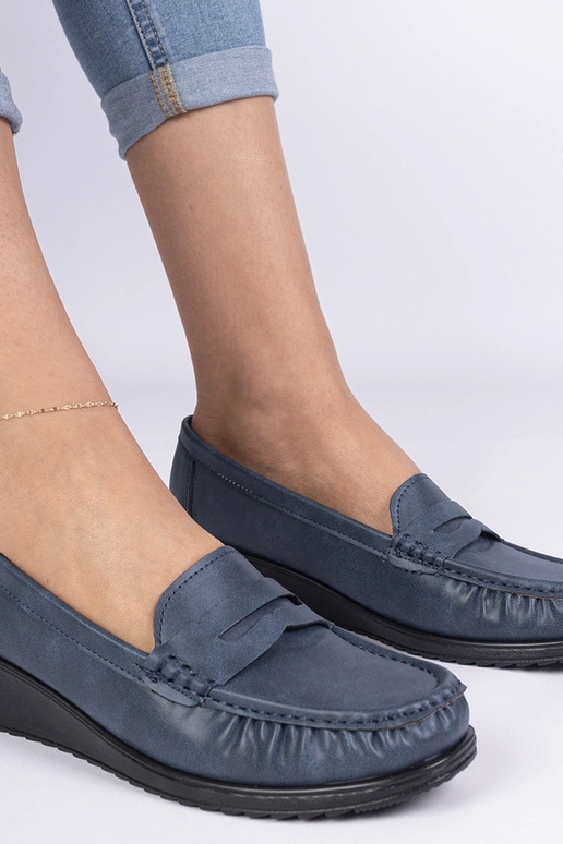 Granatowe mokasyny damskie na... Granatowe mokasyny damskie na...