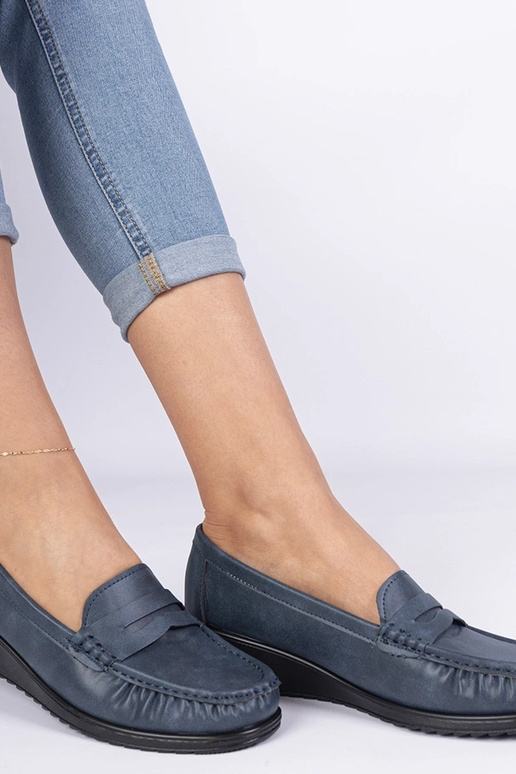 Granatowe mokasyny damskie na... Granatowe mokasyny damskie na...