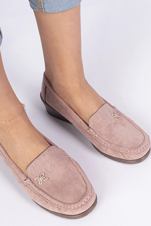 Różowe mokasyny damskie na koturnie z... Różowe mokasyny damskie na koturnie z...