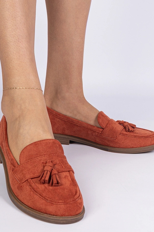 Pomarańczowe mokasyny damskie z... Pomarańczowe mokasyny damskie z...