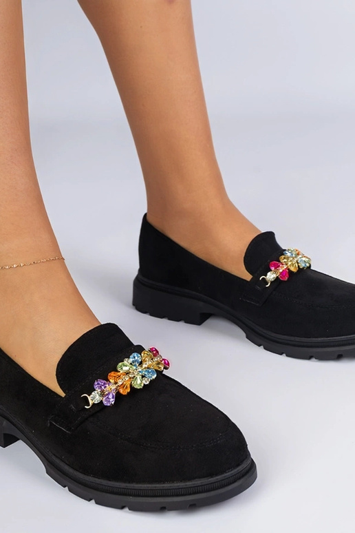 Czarne mokasyny damskie zdobione...