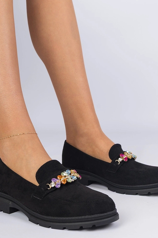 Czarne mokasyny damskie zdobione...