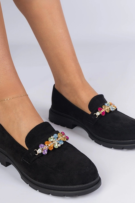Czarne mokasyny damskie zdobione...