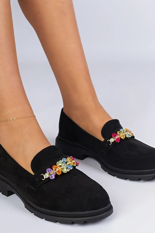 Czarne mokasyny damskie zdobione...