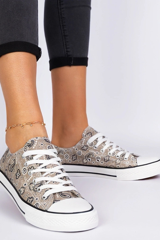 Brązowe trampki damskie materiałowe w...