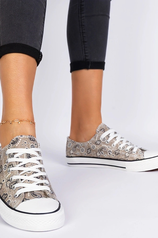 Brązowe trampki damskie materiałowe w...