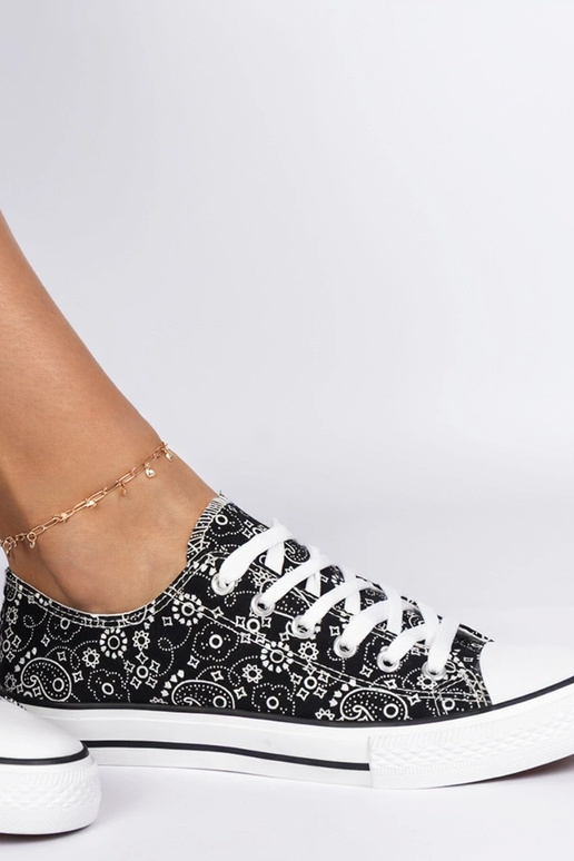 Czarne trampki damskie materiałowe w...