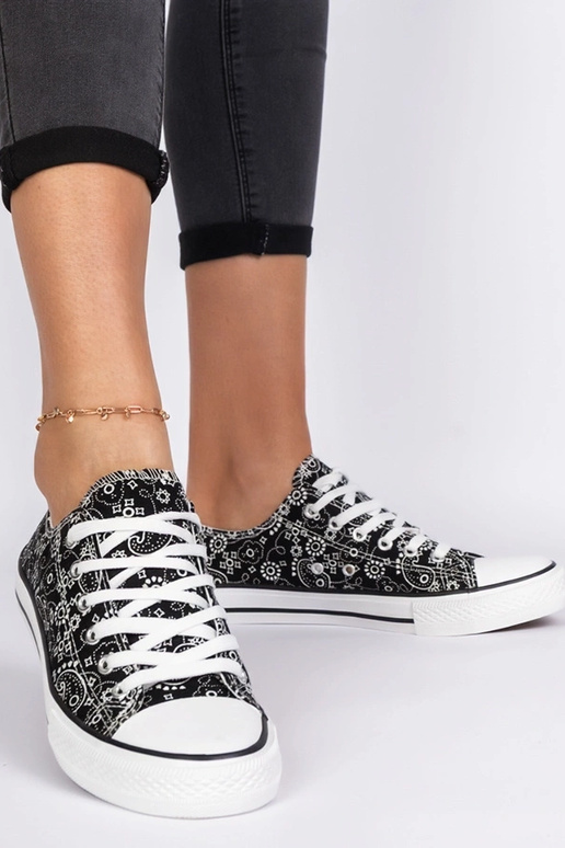 Czarne trampki damskie materiałowe w...