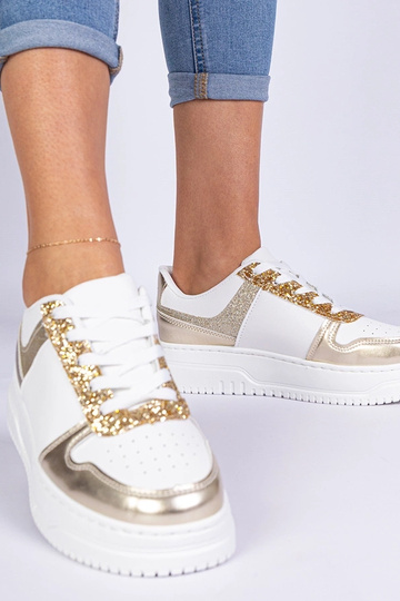 Złote sneakersy damskie na grubej podeszwie Dolla