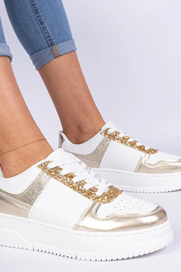 Złote sneakersy damskie na... 2