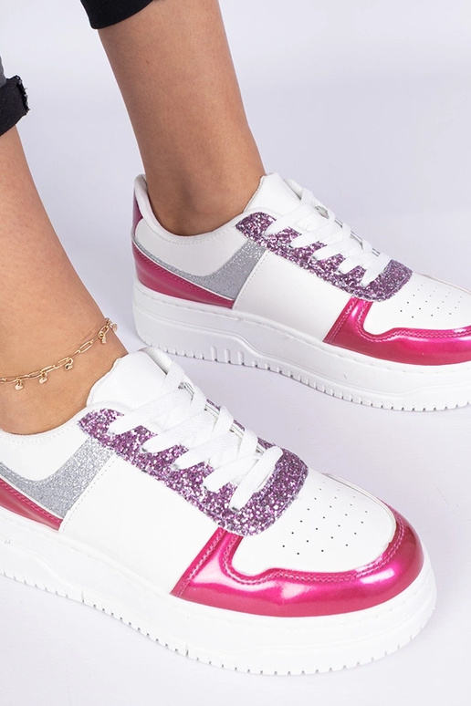 Różowe sneakersy damskie na grubej... Różowe sneakersy damskie na grubej...