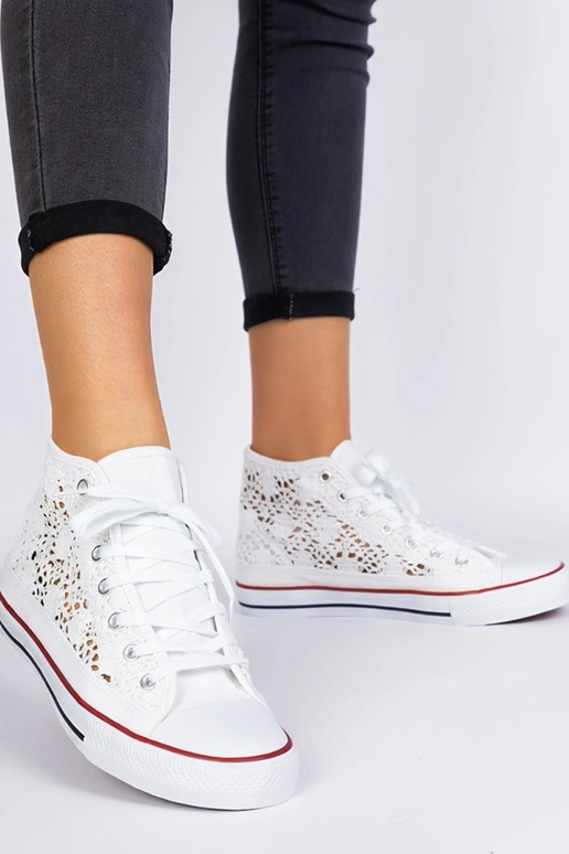 Białe trampki damskie ażurowe Lesli