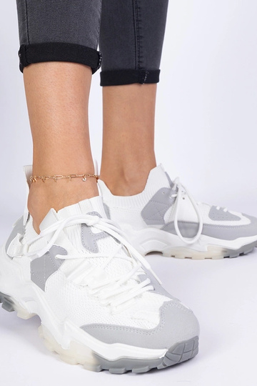 Białe sneakersy damskie z skarpetkową cholewką Milada