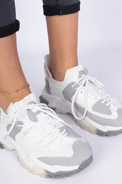 Białe sneakersy damskie z skarpetkową... Białe sneakersy damskie z skarpetkową...