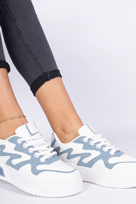 Niebieskie sneakersy damskie z... Niebieskie sneakersy damskie z...