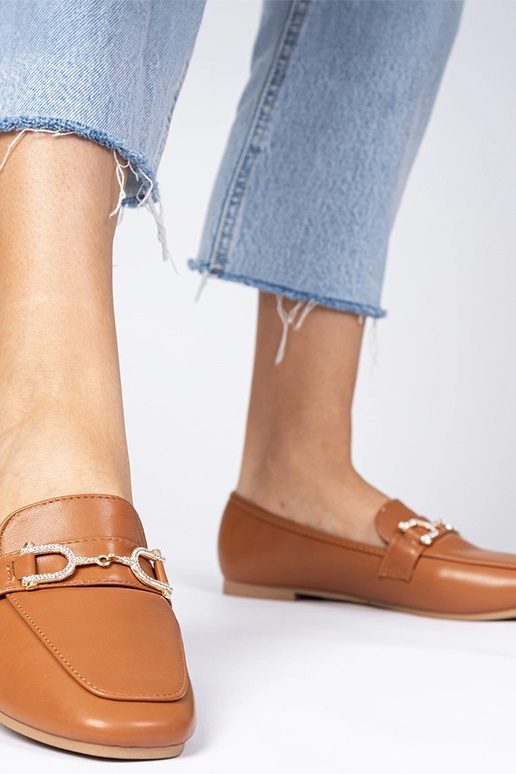 Brązowe eleganckie mokasyny z...