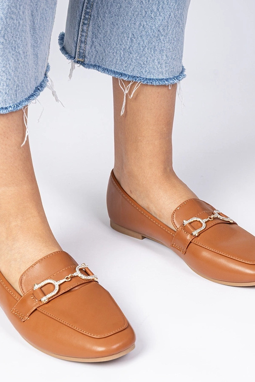 Brązowe eleganckie mokasyny z...