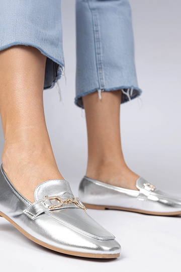 Srebrne eleganckie mokasyny... 2