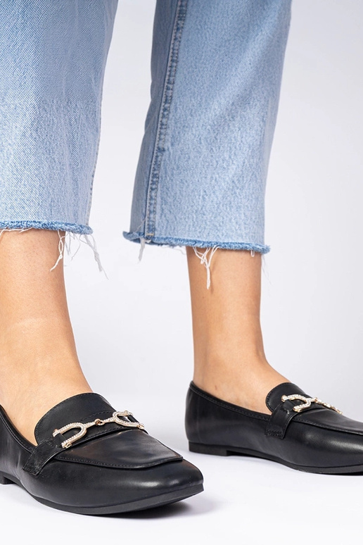 Czarne eleganckie mokasyny z...