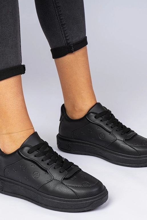 Czarne sportowe sneakersy z ekoskóry... Czarne sportowe sneakersy z ekoskóry...