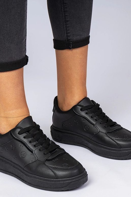 Czarne sportowe sneakersy z ekoskóry... Czarne sportowe sneakersy z ekoskóry...