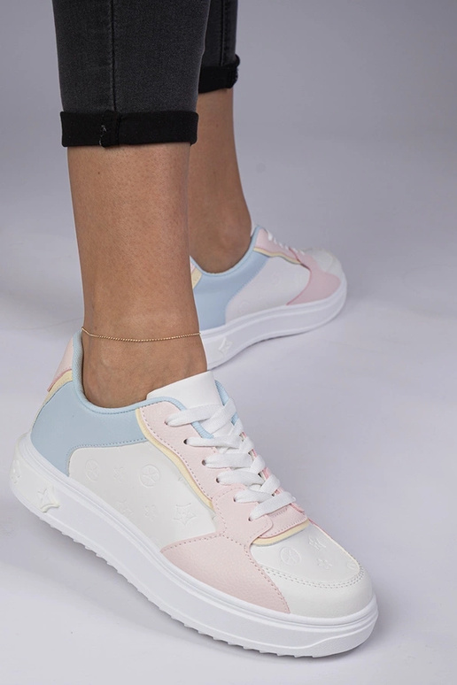 Biało-różowe sportowe sneakersy z... Biało-różowe sportowe sneakersy z...