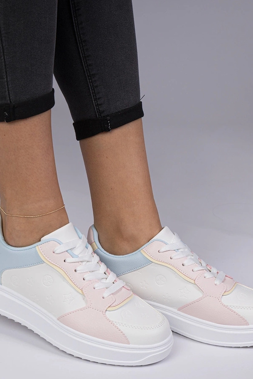 Biało-różowe sportowe sneakersy z... Biało-różowe sportowe sneakersy z...