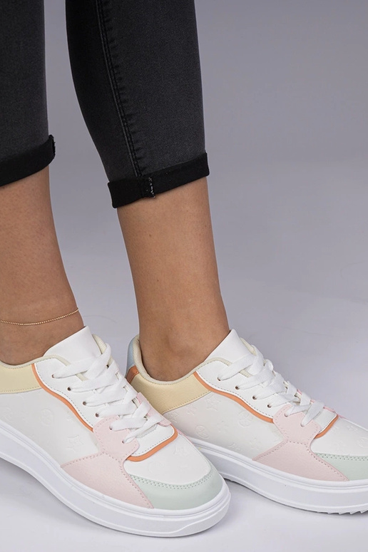 Biało-żółte sportowe sneakersy z... Biało-żółte sportowe sneakersy z...