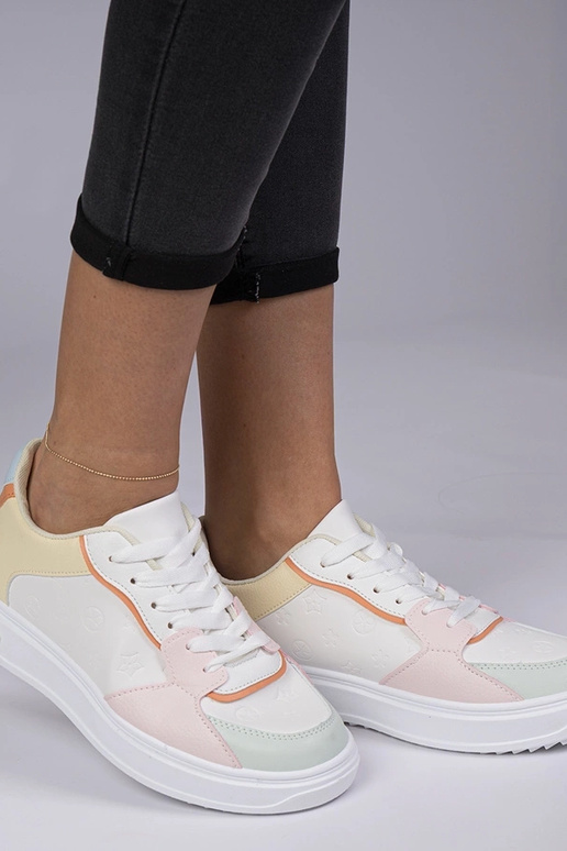 Biało-żółte sportowe sneakersy z... Biało-żółte sportowe sneakersy z...